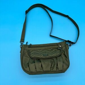 Lug Mamba Crossbody Bag Olive Green Quilted Nylon Travel Purse Organized